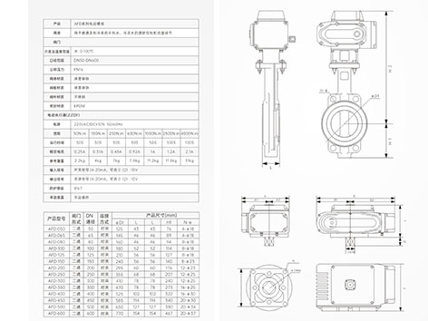 艾德默电动蝶阀基本参数