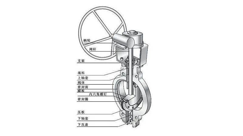 法兰涡轮中线蝶阀内部结构图