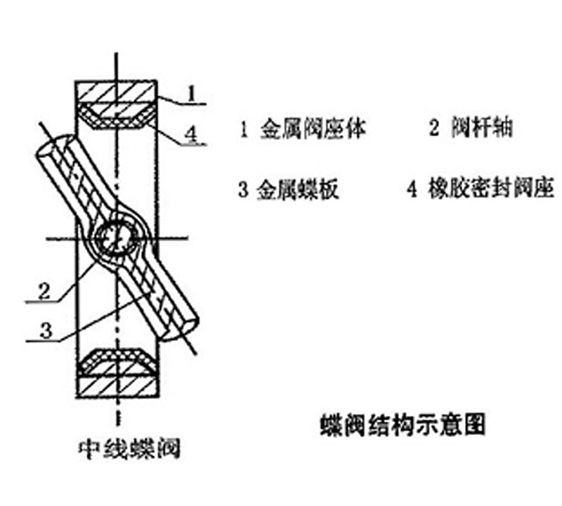 D71X对夹中线蝶阀结构示意图